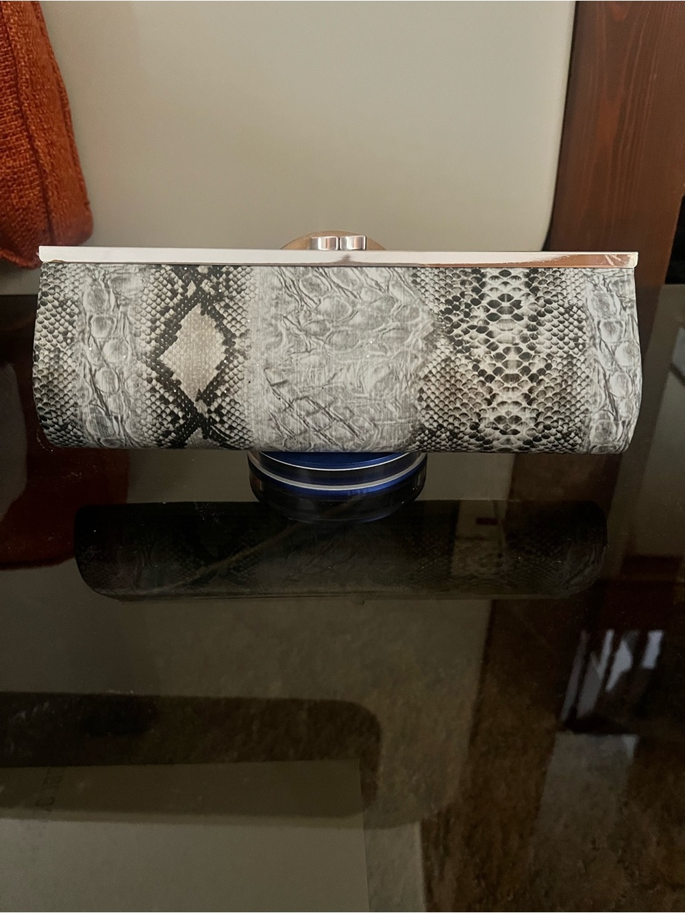 Bijoux Terner Silver Chain Clutch with Neutral Interior